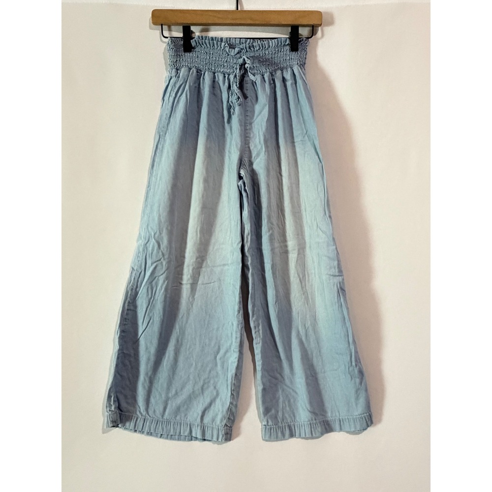 Happily Grey Wide Leg Pants Small Light Blue Boho Coastal Beachy Vacation Resort